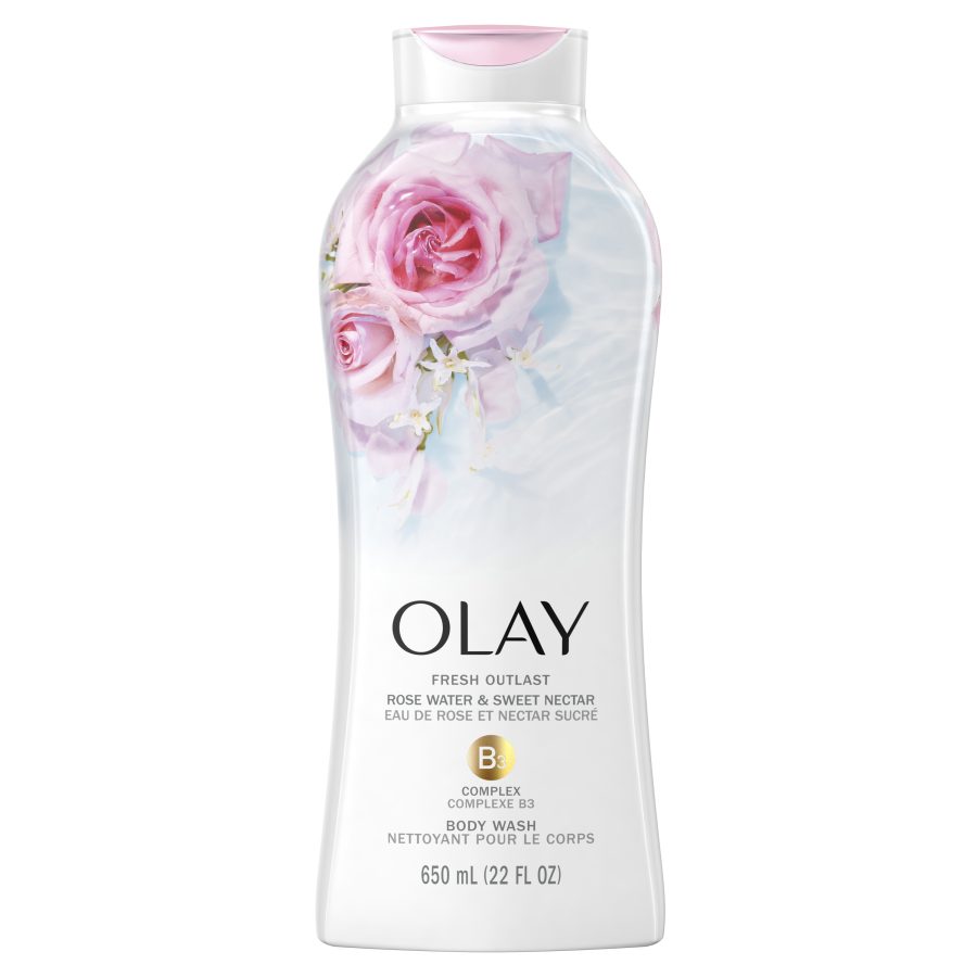 olay fresh outlast rose water & sweet nectar body wash, 22 fl oz