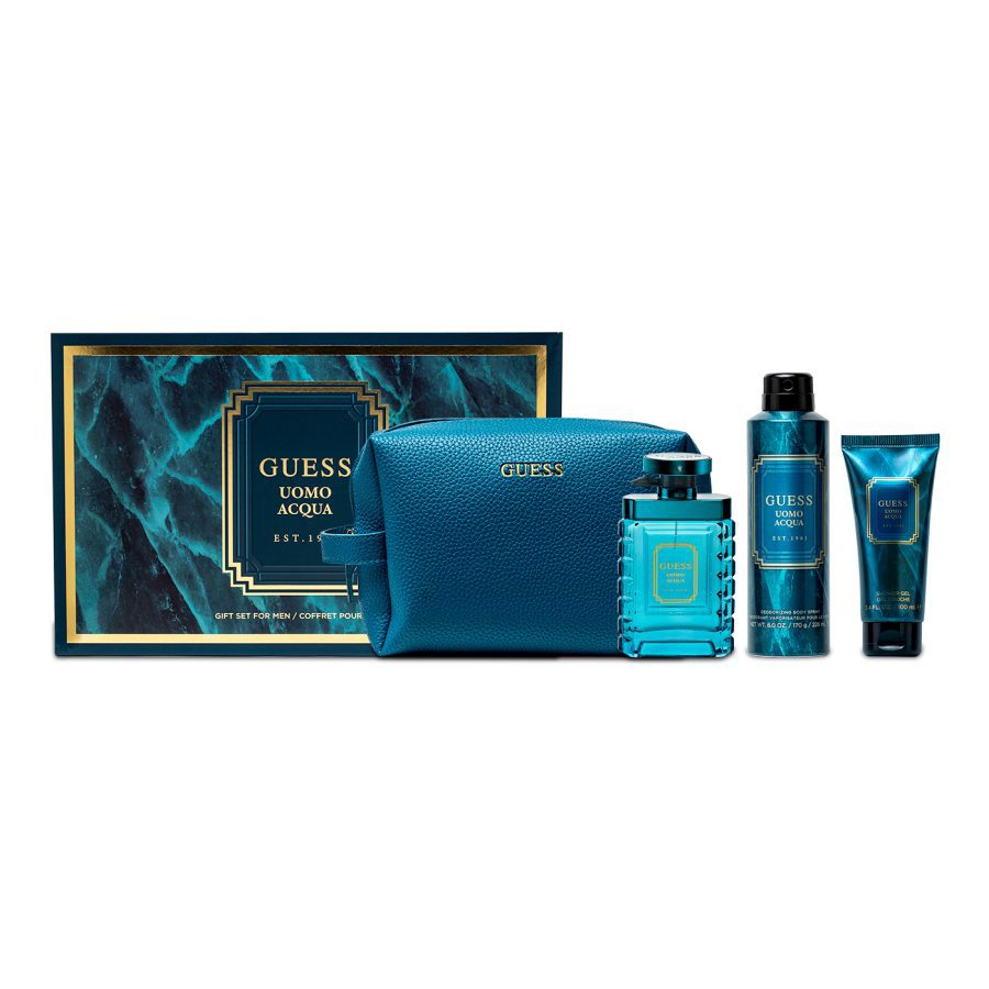 guess uomo acqua for men eau de toilette 100ml set
