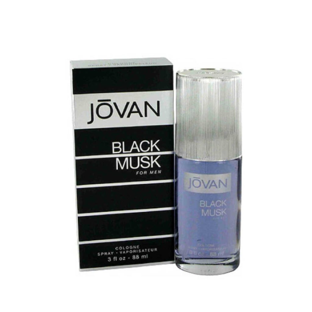 an image of jovan black musk eau de cologne with is box